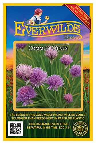Everwilde Farms - 1000 Chives Herb Seeds - Gold Vault Jumbo Seed Packet