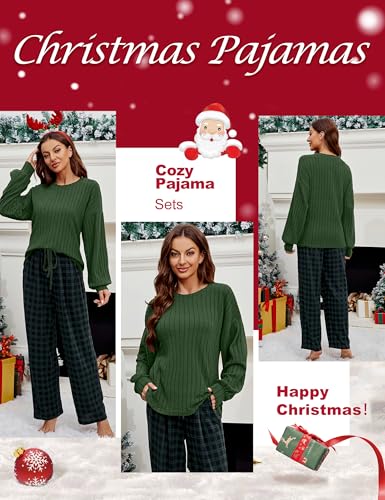 Image of Blooming Jelly Women Ribbed Long Sleeve Pajama Sets Fall Loungewear Pockets