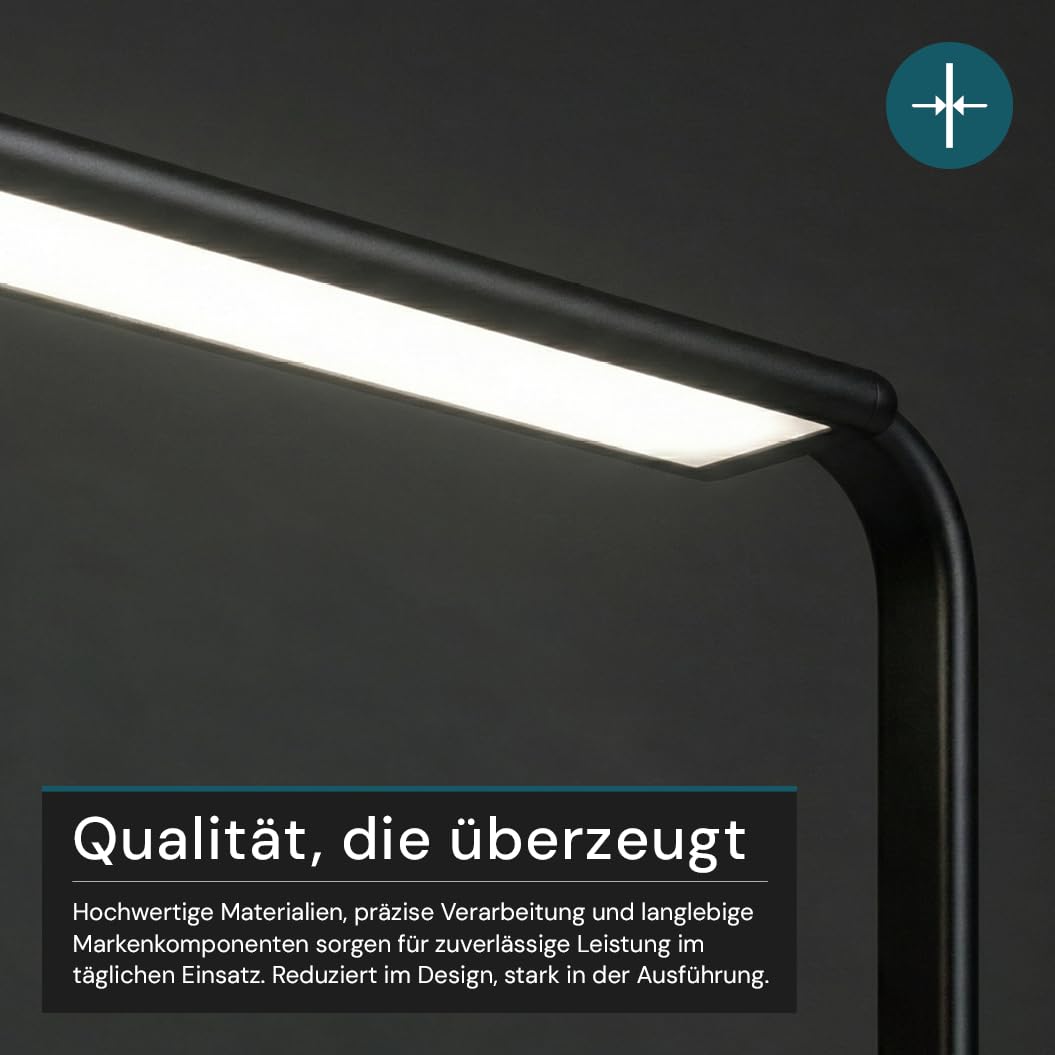 LUXULA LED Büro-Stehleuchte dimmbar, 60 W 3500 lm, 4000K Neutralweiß, Up/Downlight, UGR<16, CRI98, Touchbedienung, blendfreies Licht, Monitor, Büro, Arbeitszimmer, Homeoffice, modernes Design, Schwarz