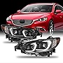AKKON - Fits 2014 2015 2016 2017 Mazda 6 C-Shape LED DRL Light Tube Projector Headlights Black Housing