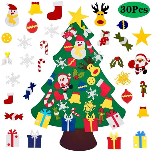 Filz Weihnachtsbaum, 30 Stück Weihnachtsbaum Abnehmbaren Ornamente,...