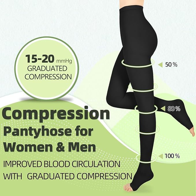 compression pantyhose for women amp men 2 pairs 15-20mmhg medical graduated compression stockings leggings