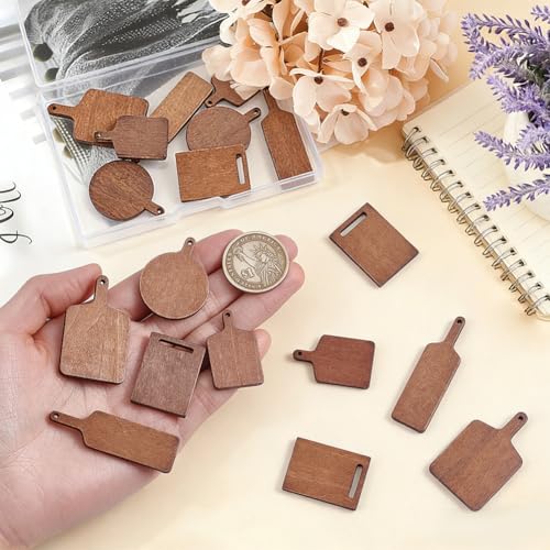 Set de 5 mini tablas de cortar de madera con mango miniatura 3