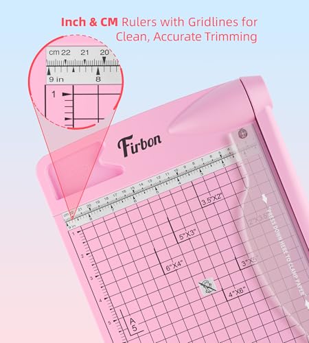 Firbon 12" Guillotine Paper Cutter, Heavy Duty 12-Sheet Capacity Trimmer for Cardstock, Photos, Scrapbooking, Office, Classroom, Studio (Pink) - Image 4