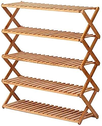 Home Shoe Cabinet Shoe Rack Folding Shoe Rack Multifunctional Storage Rack Dustproof Natural Bamboo Shoebox ()