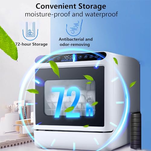 Lavavajillas portátil con tanque de 5 litros, secado automático eléctrico compacto para RV, dormitorio, apartamento, 4 ciclos de lavado, mini máquina que ahorra espacio para cocina pequeña