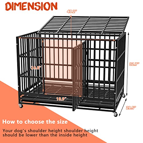 LEMBERI 48/38 inch Heavy Duty Indestructible Dog Crate, Escape Proof Dog Cage Kennel with Lockable Wheels,High Anxiety… - Image 6