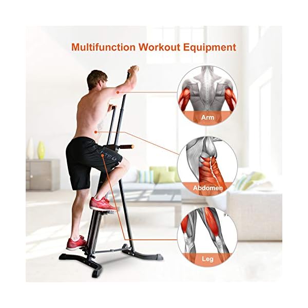 RELIFE-REBUILD-YOUR-LIFE-Vertical-Climber-for-Home-Gym-Folding-Exercise-Cardio-Workout-Machine-Stair-Stepper-Newer-Version Vertical Climber Exercise Machine for Home Gym with 4 Metal Guide Rails Folding Exercise Climber Cardio Workout Machine 5-Level Resistance Stair Stepper Newer Version,Easy to Assemble