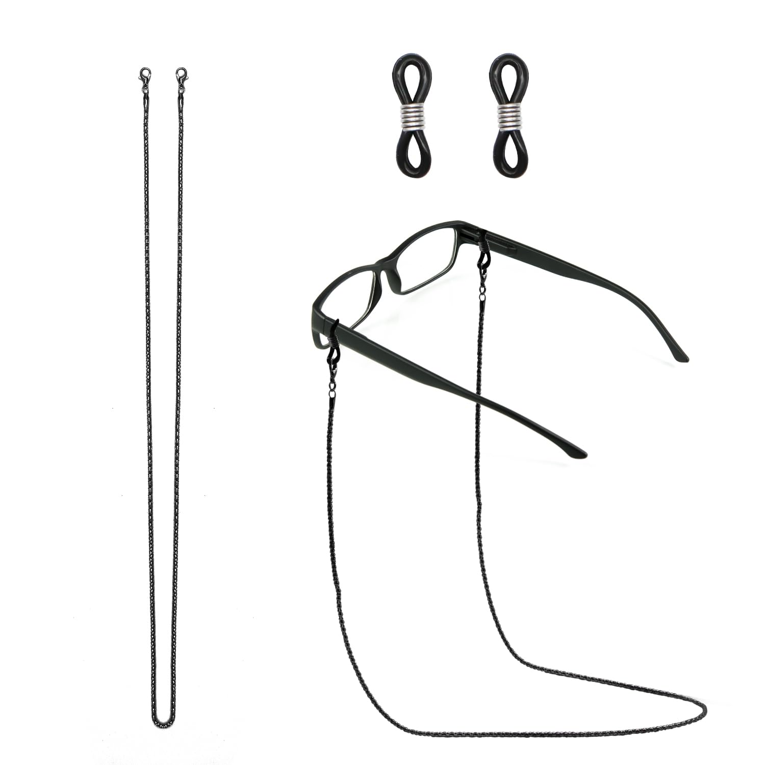 ALLY-MAGIC Eyeglasses Chain, Glasses Chain Glasses Strap with Silicone Anti-slip Rings, Spectacle Chain Glasses Cord Sunglasses Strap Lanyard Eyewear Strap for Women Sports Y9JSYJL