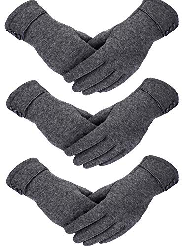 Image of Patelai 3 Pairs Womens Gloves Winter Touchscreen Texting Phone Windproof Gloves Warm Fleece Lined Cold Weather