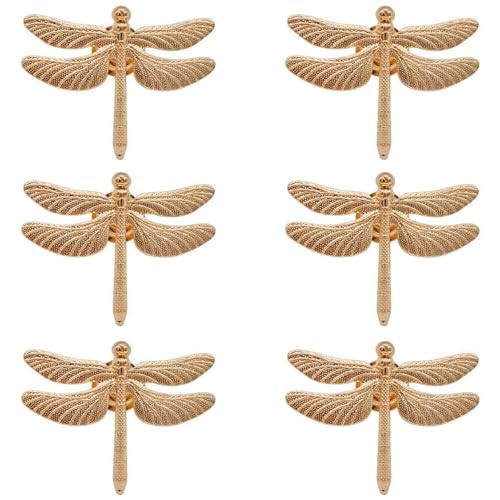 Vivicap - Tirador para decoración de muebles, 6 unidades, diseño de libélula, color dorado