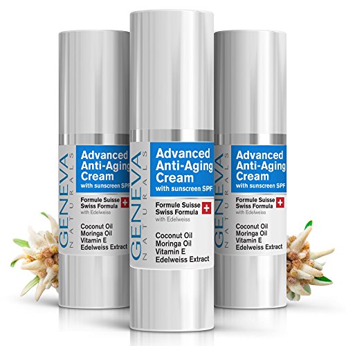 Face Moisturizer with SPF - Anti-Aging Formula with Hyaluronic Acid, Coconut Oil, Vitamin E & Moringa Oil - Facial Sunscreen & Fine Line Reducer - Age Defying Organic Cream - For Men & Women - 3 Oz