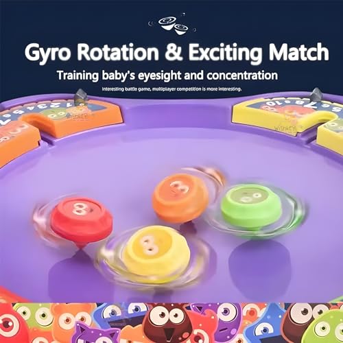 Image of WISHKEY 4 Players Cool Spinning Battle Top Game, Gyro Battle Toy, Funny Emoji Launchers, Spinning Toy with Classic Super Disk, 4 Spinners & Launchers for Kids, 3+ Years (Pack of 1, Black)