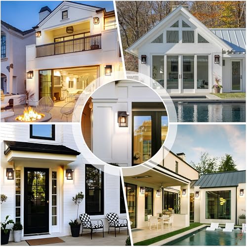 Image of Outdoor Wall Light Fixture, Exterior Waterproof Porch Lighting | Dark Chocolate Patio Wall Lantern, Anti-Rust, Clear Glass, E26 Socket, Wall Mount Sconce Lighting, Outside Front Door Light