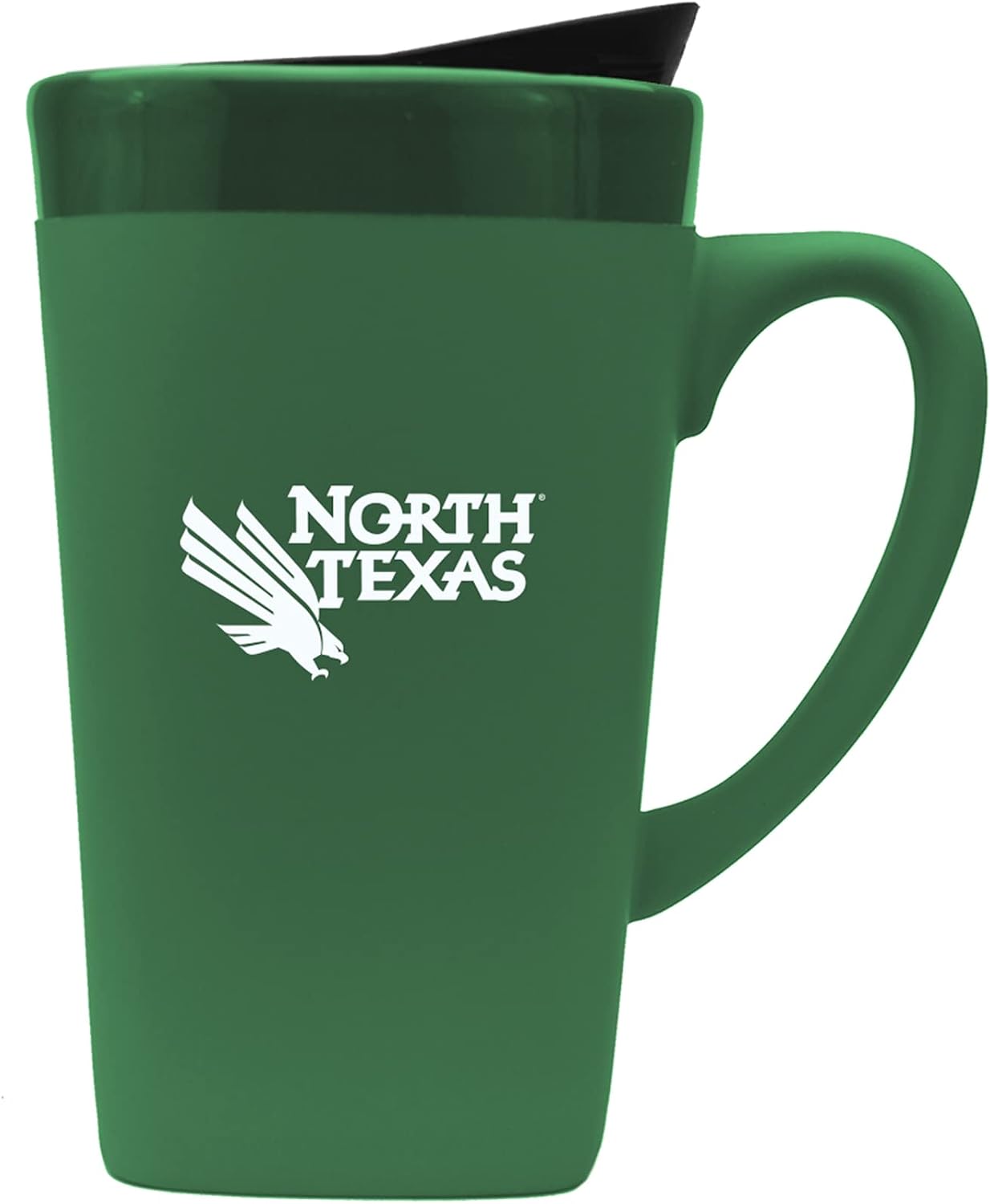 The Fanatic Group University of North Texas Ceramic Mug with Swivel Lid, Design 1 - Green
