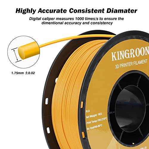 Image of Kingroon PLA 3D Printer Filament, Dimensional Accuracy + /- 0.02 mm, 1 kg Spool(2.2lbs), 1.75 mm,Orange