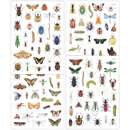 Aowplc Realistic Bug Stickers 32 Sheets 976 Pcs Vinyl Insect Stickers for Nature Crafts Classroom Rewards & Party Favors