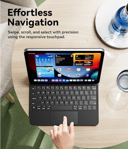 Image of GreenLaw for iPad 11th(A16,2025) /10th(2022) Generation Case with Keyboard, Magic-Style Keyboard Stand, 7 Color Backlit, Stain-Resistant Surface, Multi-Touch Trackpad,Obsidian Black
