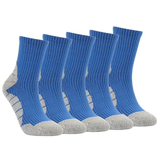5 Pairs Men's Athletic Running Socks Performance Cushion Cotton Athletic Crew Socks for Men Size 8-12