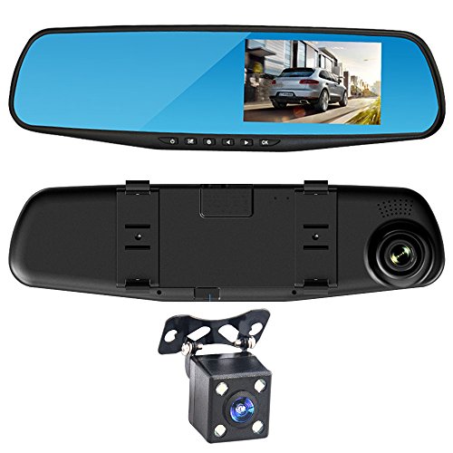 Zuoao Auto Kamera,Aktualisiert Auto Kamera Recorder Full HD 1080P Rückfahrkamera ,4.3 Zoll LCD für Vehicles Front and Rückspiegel mit Dual Lens,Parkplatz Monitor,G-Sensor,Loop Aufnahme,Nachtsicht