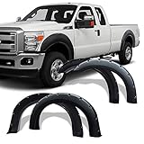 Fender Flares Kit for 1999-2007 Ford F-250 / F-350 / F-450 Super Duty, UV Protected Dura-Flex Material Textured Matte Black Finish Front Rear Fenders Pocket Rivet Style 4pcs