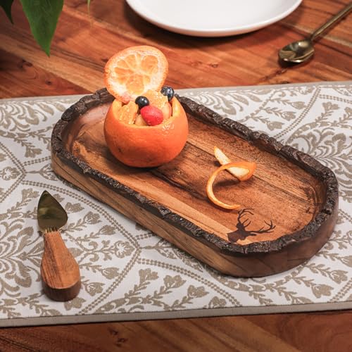 Image of Oh Deer Serving Platter | Deer Carving Multipurpose Platter for Snacks, Fruits & Desserts | Premium Table Decor Platter for Dining & Kitchen