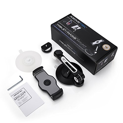 Abovetek Ipad Suction Mount, Phone Tablet Stand Holder With Suction Cup Fits 4"-11" Tablet/Phone/Ipad Mini/Ipad Air, Sticky Ipad Mount On Window Bathroom Mirror, For Car Truck Windshield Boat (Black) #TOP6