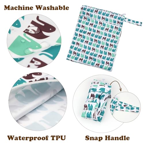 Image of Mama Koala 2 Pack Wet Dry Bags on the Go, Swimming Pool, Beach, in Gym, Fitness Center, Natatorium, Polyester Waterproof Diaper Bag with 2 Pockets, Portable, Reusable, Machine Washable - 12in /16in-022