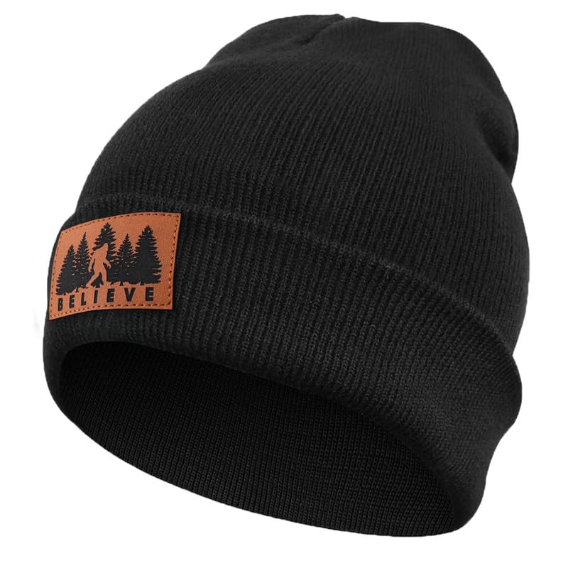 Image of Bigfoot Beanie for Men - Sasquatch Hat Winter Knit Cuffed Beanie for Women - Bigfoot Gifts for Christmas & New Year