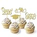 Produktbild 24 Stück Glitzer 2025 Graduation Cupcake Toppers, Abschluss Deko, Bachelor Hut Deko für Abschlussfeier Party, Graduation Dekoration (Gold)