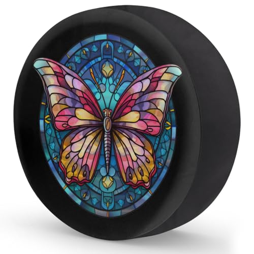 Image of Spare Tire Cover for RV Trailer, Butterfly Black Tire Covers Universal Fit for Travel Trailer Camper Jeep RV SUV Truck Waterproof Wheel Cover (16 inch for Diameter 29 inch - 31 inch)