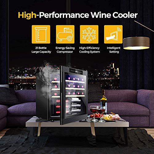 Nightcore Wine Cooler, 24 Inch Wine Fridge for 21 Bottles, Freestanding