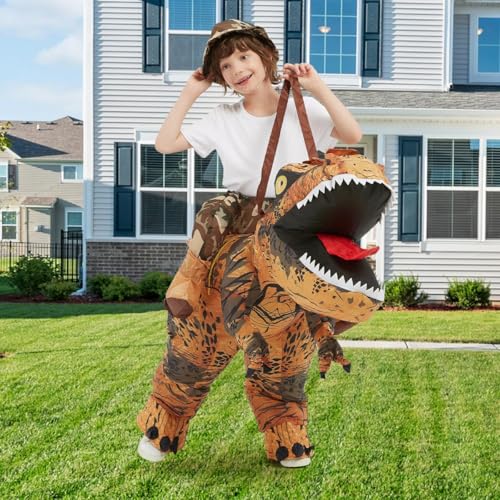 GOOSH Inflatable Dinosaur Costume Kids Halloween Blow up Costume for Boy Girl Funny Riding T Rex Costume for Party Cosplay3