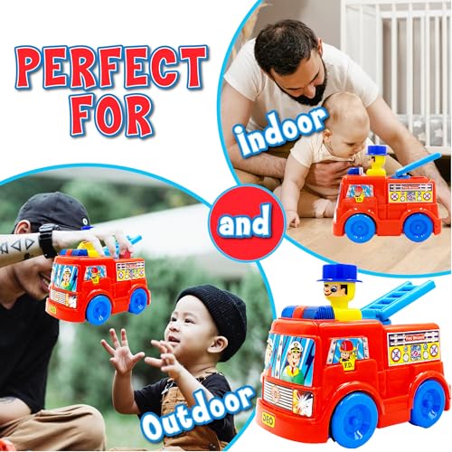 Image of ToyBharat Push N Go Fire Brigade - Realistic Multicolour Toy for Kids 1-6 Years, Safe, Durable & Fun