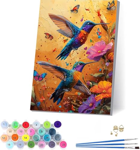 数字油絵 鳥 大人用 DIY ペイントバイナンバー 蝶 手塗り 絵 デジタル油絵セット ブラシとアクリル絵具付き 数字塗り絵 大人のクラフトアクティビティ Paint by Numbers ホーム オフィス装飾 誕生日プレゼント女性 40x50cm N-6