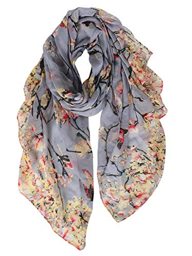 Image of GERINLY Scarfs for Women Lightweight Cotton Feel Scarves Floral Birds Print