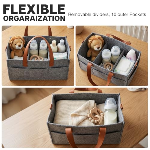 Image of BAYBEE Stylish & Modern Diaper Bag for Mothers for Travel | Large Capacity Storage Diaper Bag | Strong & Sturdy Baby Organizer Storage | Portable & Travel Friendly Diapers Caddy Organizer (Dark Grey)