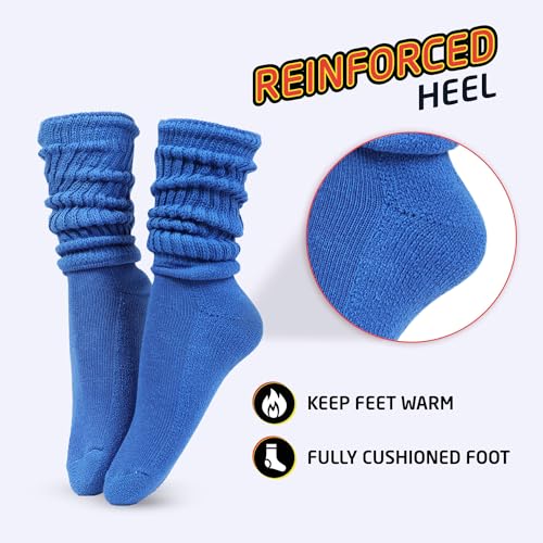 HOT FEET Girls Slouch Socks - 6 PK Tall Stacked Slouchy Socks, Warm Cotton Blend Long Calf Socks for Kids4
