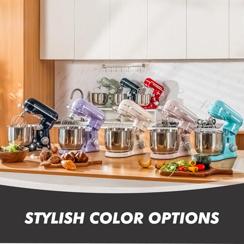 Image of Kitchen in the Box Stand Mixer, 3.5 QT Small Kitchen Electric Stand Mixers, 10-Speed Portable Lightweight Dough Mixer for Daily Use with Egg Whisk, Dough Hook, Beater (Black)