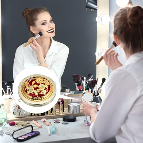 Espejos de Maquillaje Portátiles Doble Cara Plegables Dorados miniatura 5