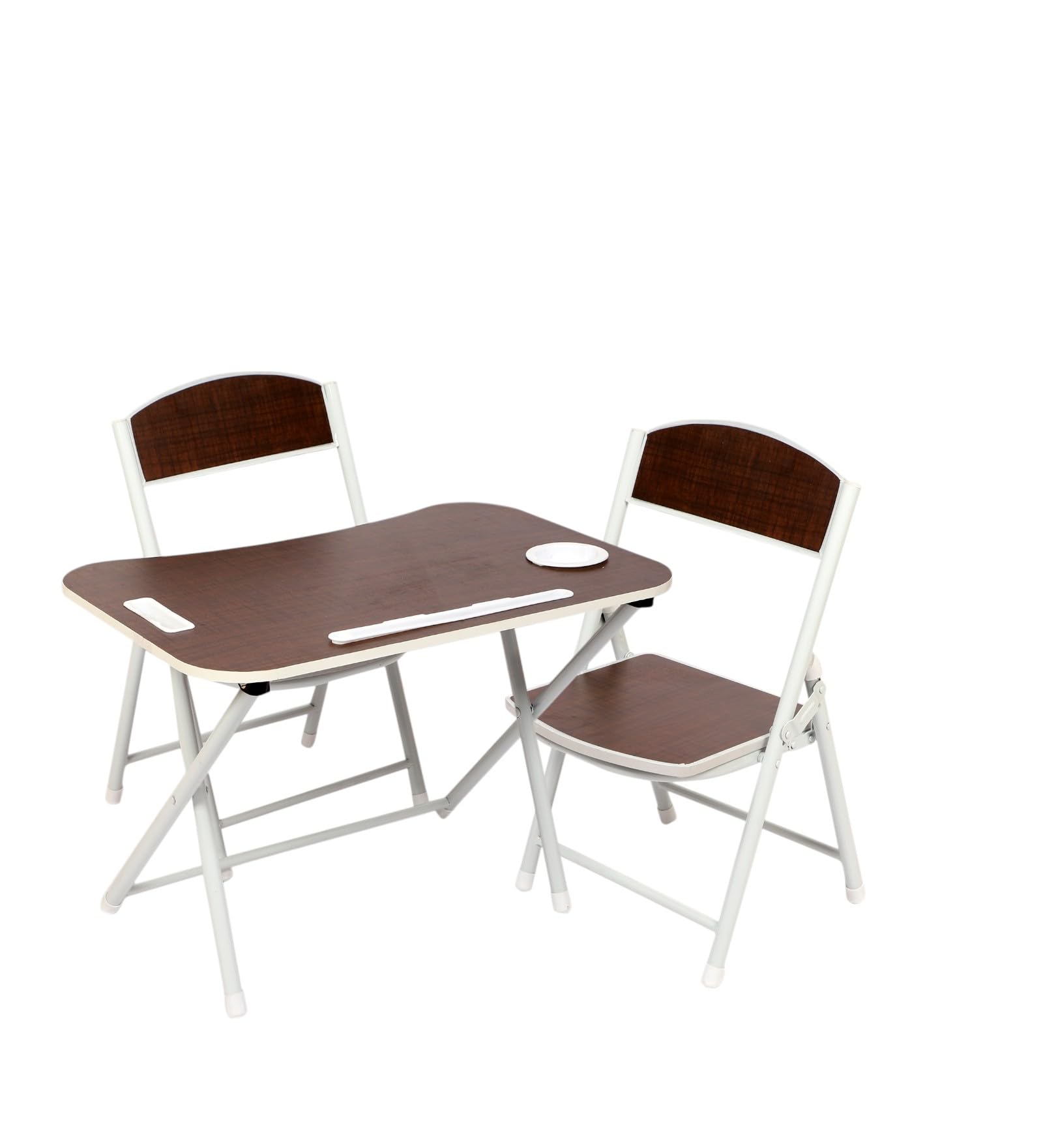 The Tickle Toe Kids Foldable Table and Chair Set (2-5 Years) -1 Table + 2 Chairs, MDF with Metal Frame, Made in India,Table: 59L X 39W X 44H Cm; Chair: 28L X 28W X 54H Cm, Age 2-5 Years, Dark Coffee