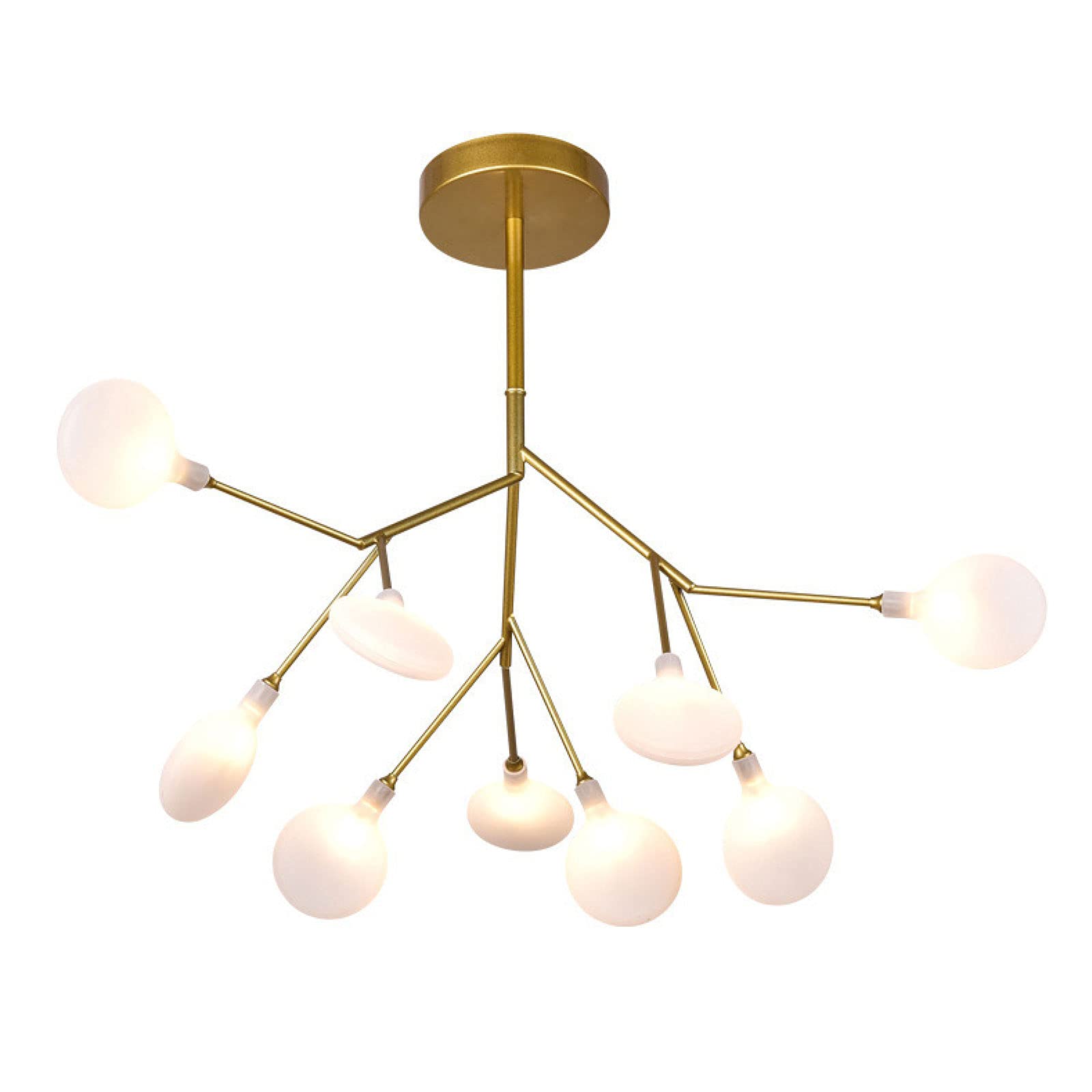 Lustre doré 9 lumières avec abat-jour acrylique anti-éblouissement