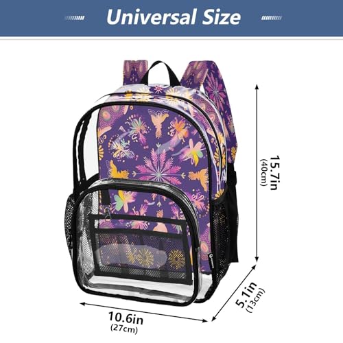 Yellow Gradient Mandala Clear Backpack - Stadium Approved Large 15.7-inch Waterproof Transparent Bag for Sports, Concerts, Work, Travel#2594