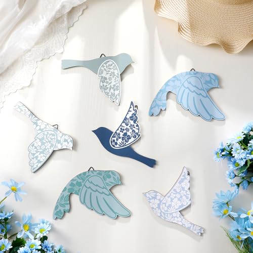 Wesiti 6 Pcs Wooden Bird Wall Decor Blue Farmhouse Flying, Cute Style by Wesiti - Used condition - US$11.00