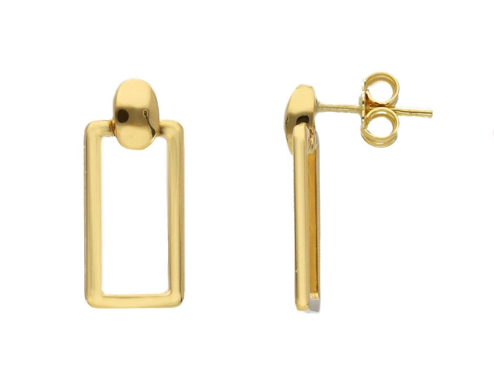 ORECCHINI IN ORO GIALLO, 750, 18K, CON RETTANGOLO PENDENTE, LUNGHEZZA 22 MM
