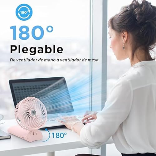 Miniatura 3 de Lepwings Ventilador De Mano Portátil 2 Piezas, Mini Ventilador Recargable Usb, 3 En 1 Ventilador De Mesa Plegable, 4 Velocidades Y 5,5-16 Horas De Trabajo,Para Viajes, Oficina, Hogar Y Exterior-Blanco