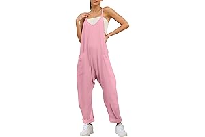 Womens Pink Casual Summer Jumpsuits