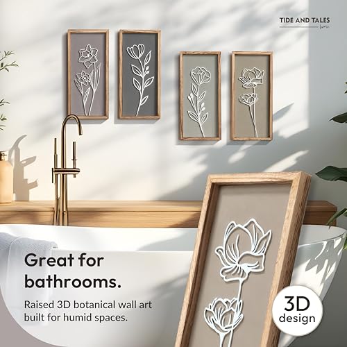 Tide and Tales 3d Framed Wall Art, Set of 4, Floral Boho Wall Decor - Image 4