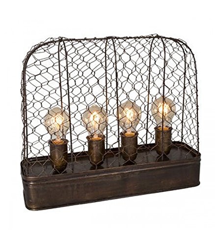 Lampe à Poser Style Industriel Métal Grillagé 4 Ampoules