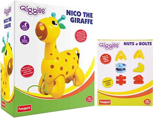 Image of Giggles - Nico The Giraffe & Funskool Nuts and Bolts, Shape & Colours